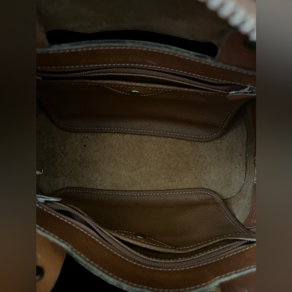 Vintage Dooney & Bourke All Weather Leather Norfolk Shoulder Bag /Satchel Tan - Picture 9 of 12